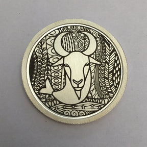 Capricorn Zentangle Zodiac Silver Coin