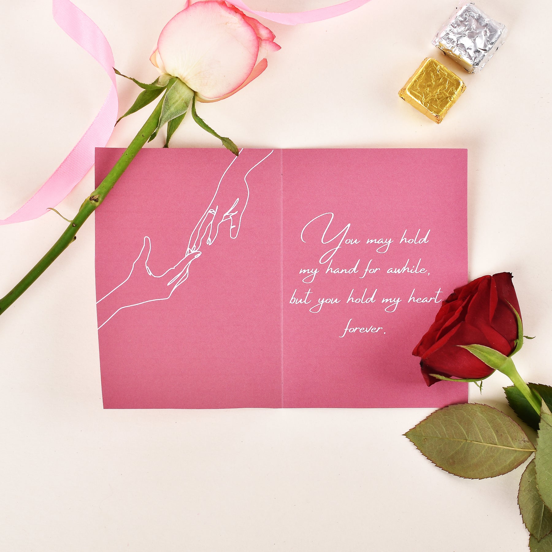 Blooming Gold Plated Rose With Greeting Card