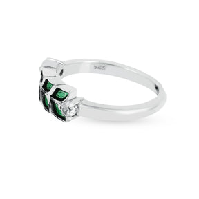 Enamel Green Leaves 925 Silver Ring