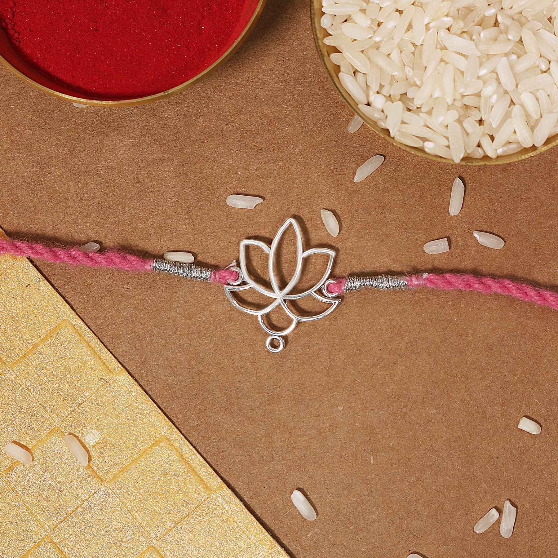 Silver Lotus Icon Rakhi