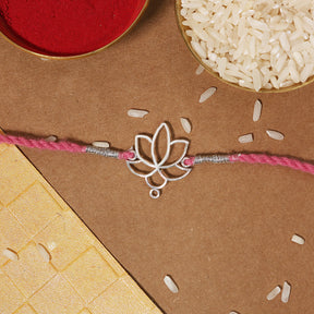 Silver Lotus Icon Rakhi