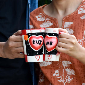 Kiss Me Printed Coffee Mug Set of 2 Gift for Couple