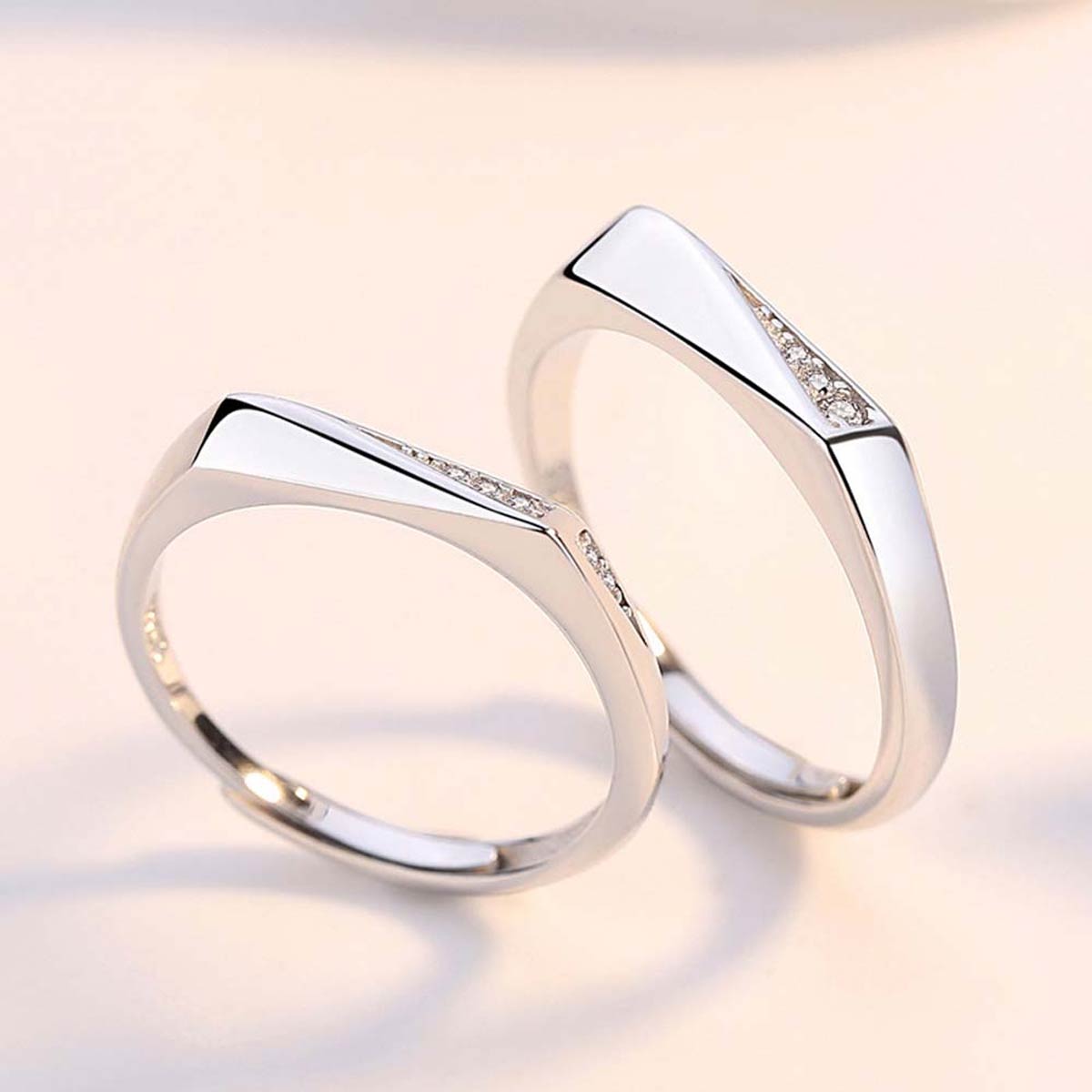 Harmony Hoops Adjustable 925 Sterling Silver Couple Rings