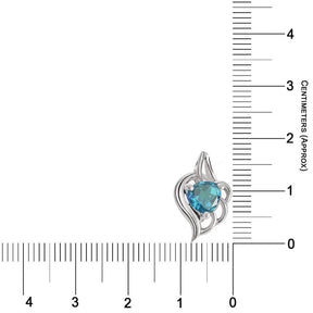 Heart Shape Blue Topaz & Sterling Silver Pendant with Silver Finished chain for Girls