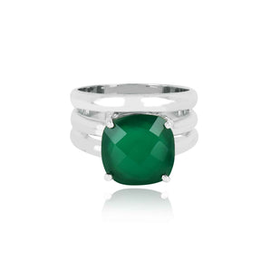 Green Onyx Wrapped 925 Silver Ring