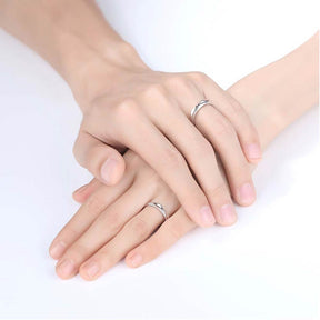 Moonlight Mirrors Adjustable 925 Sterling Silver Couple Rings