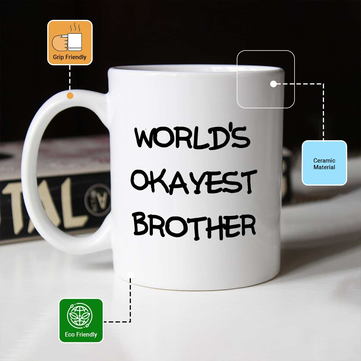 Worlds Okayest Brother Ceramic Mug