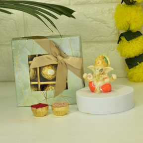 Ganesh Idol With Chocolates & Roli-chawal Gift Combo Hamper For Festivals