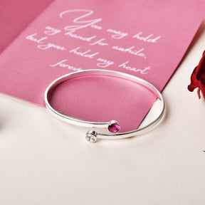 925 Sterling Silver Bazel Stone Adjustable Bracelet Gift for Her