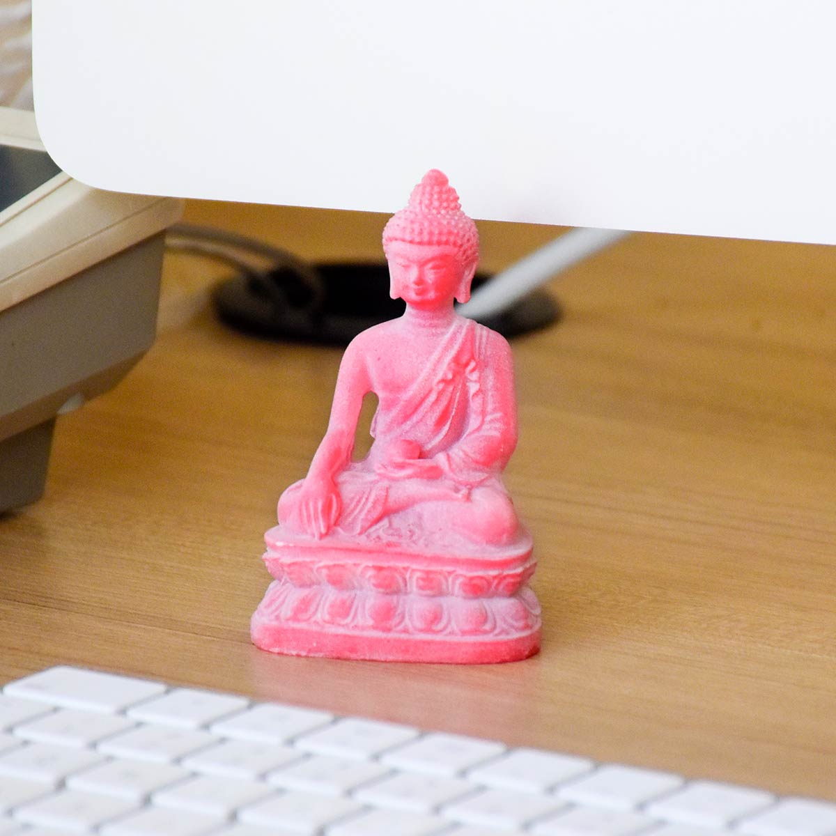 Pink Buddha Stone Statue Meditating for Home Decor