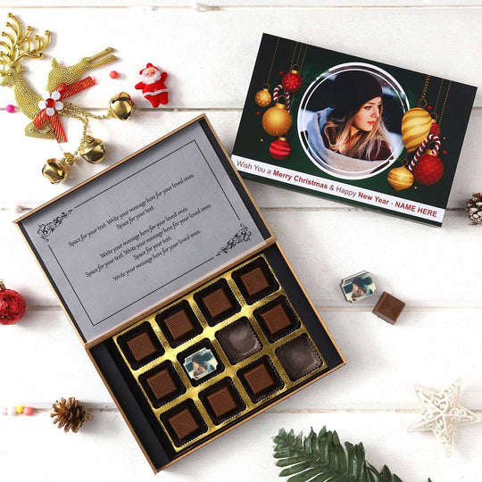 New Year and Merry Christmas Personalized  Photo Chocolate