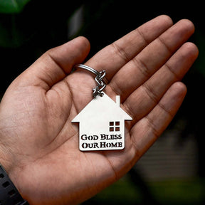 God Bless Our Home Metal Keychain