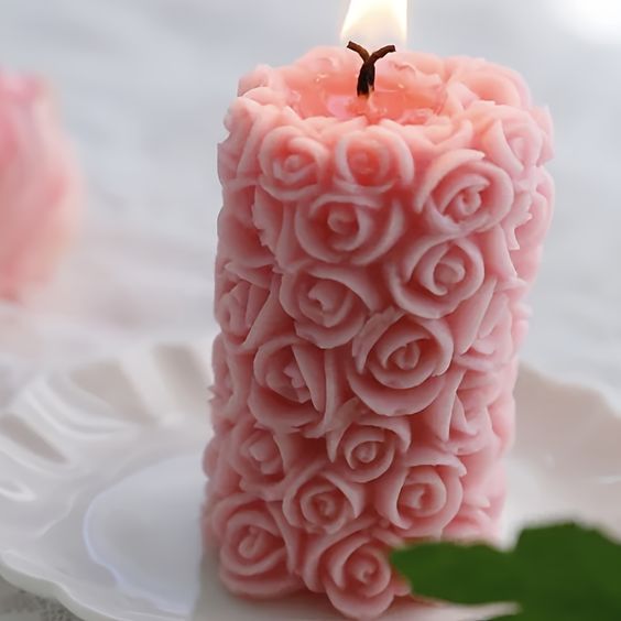 Rose Pillar Candle