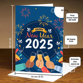 Cheers to New Year 2025 Greeting Card