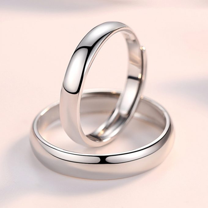 Plain Silver Couple Rings With Name Engraved