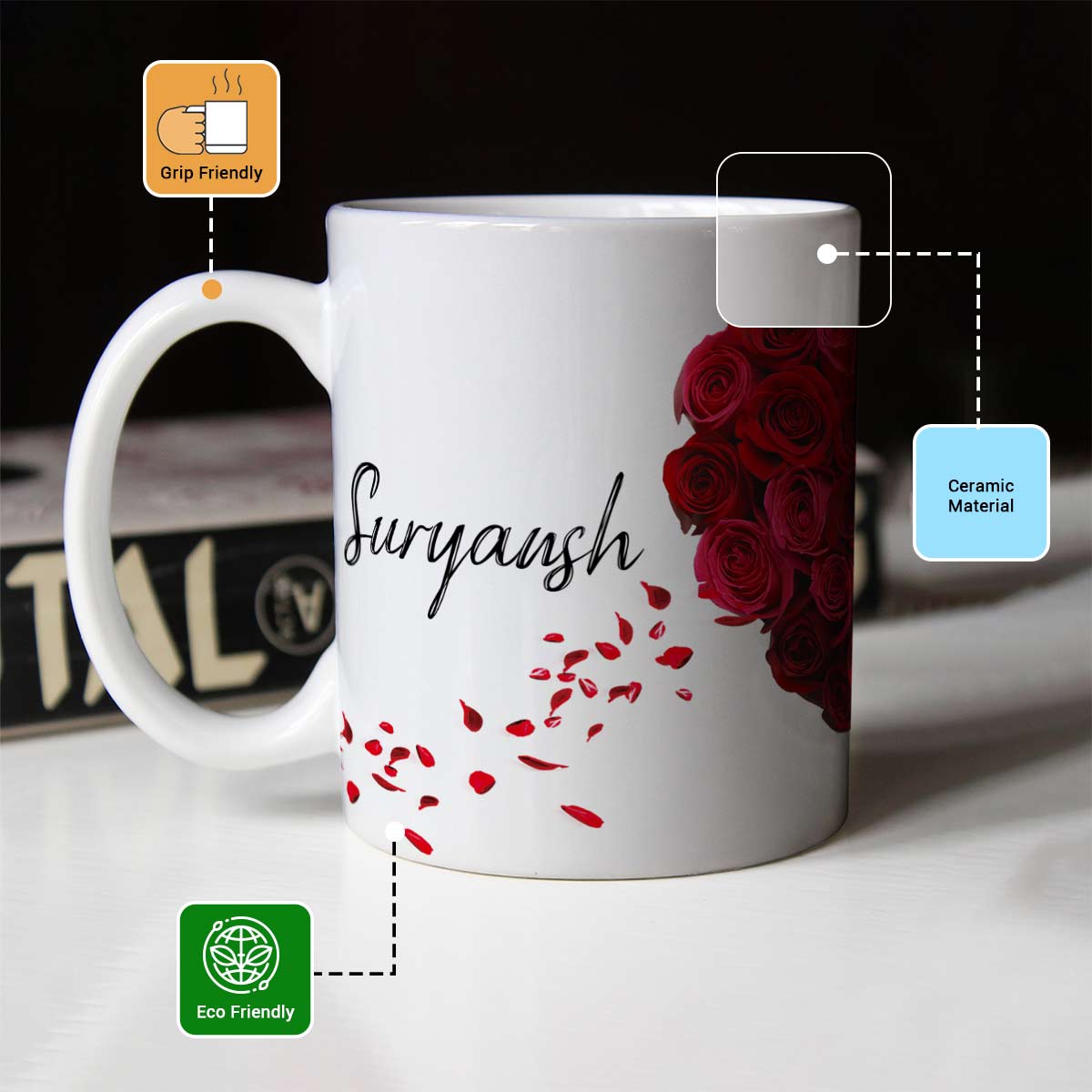 Personalized Heartfelt Love Coffee Mug Set of 2 for Valentine's Day