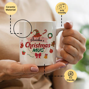 Personalized Name Printed Coffee Mug for Merry Christmas