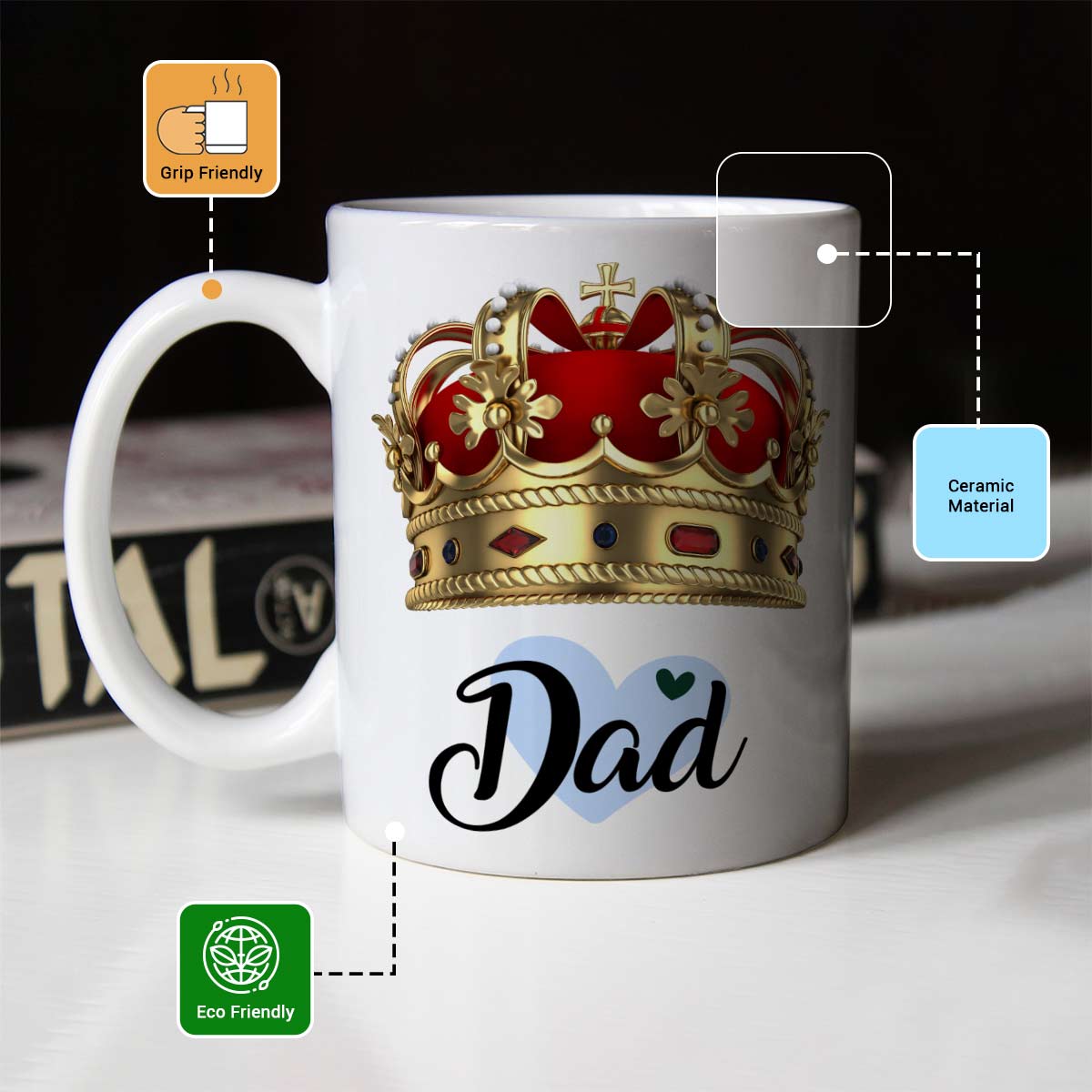 Royal Coffee Anniversery Mugs Gifts for Parents Set of 2