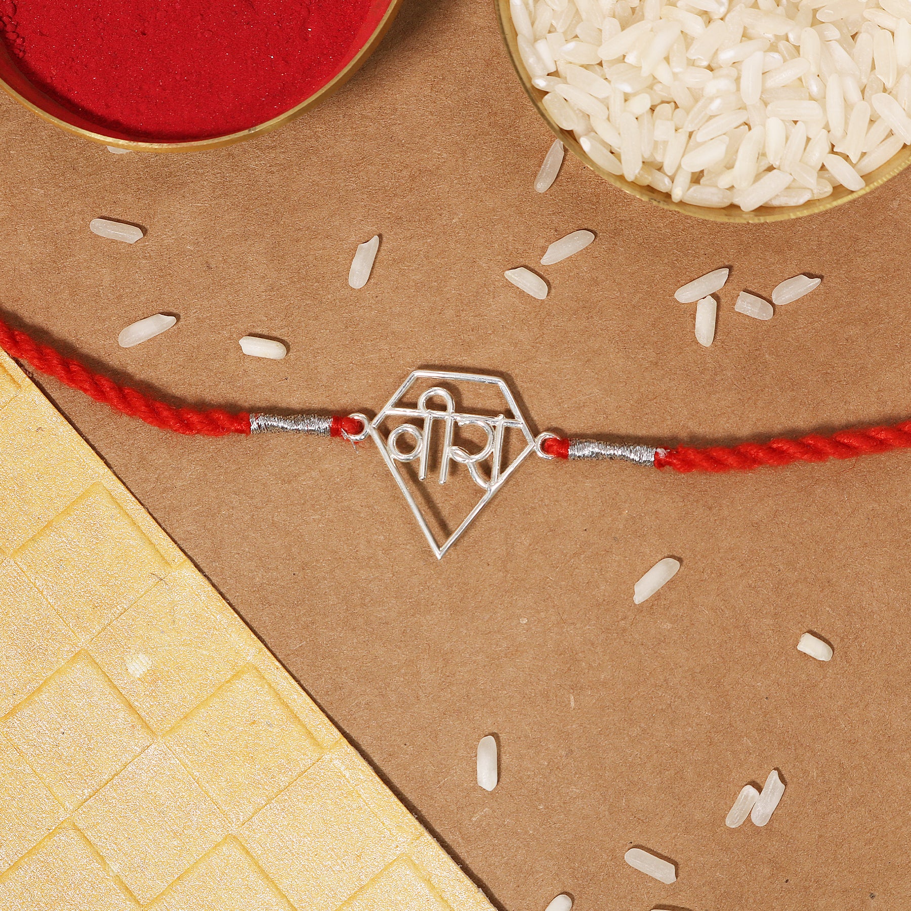 Silver Diamond Veera Rakhi