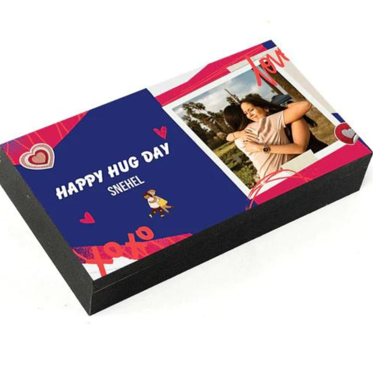 Hug Day Heart Shape Personalised Photo Chocolate