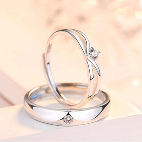 Silver Serenity Adjustable 925 Sterling Silver Couple Rings