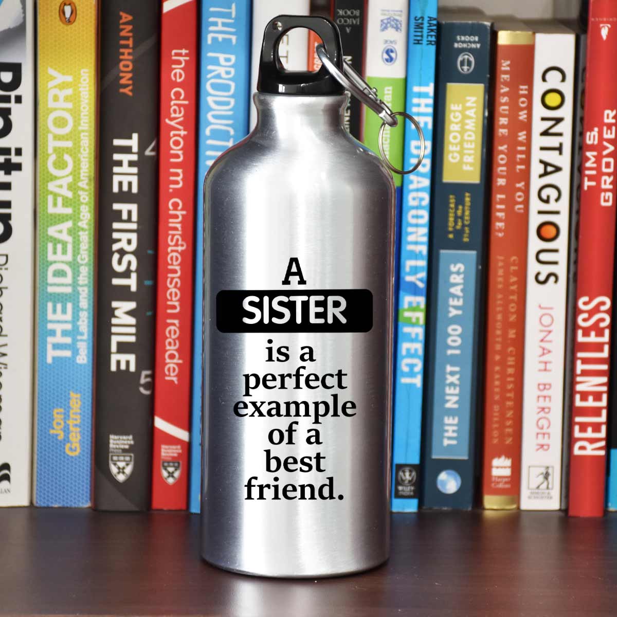 Quote Printed Water Sipper Bottle Gift for Sister