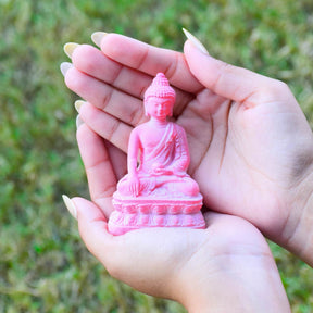 Pink Buddha Stone Statue Meditating for Home Decor