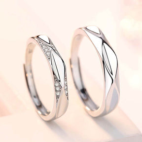 Moonlight Mirrors Adjustable 925 Sterling Silver Couple Rings