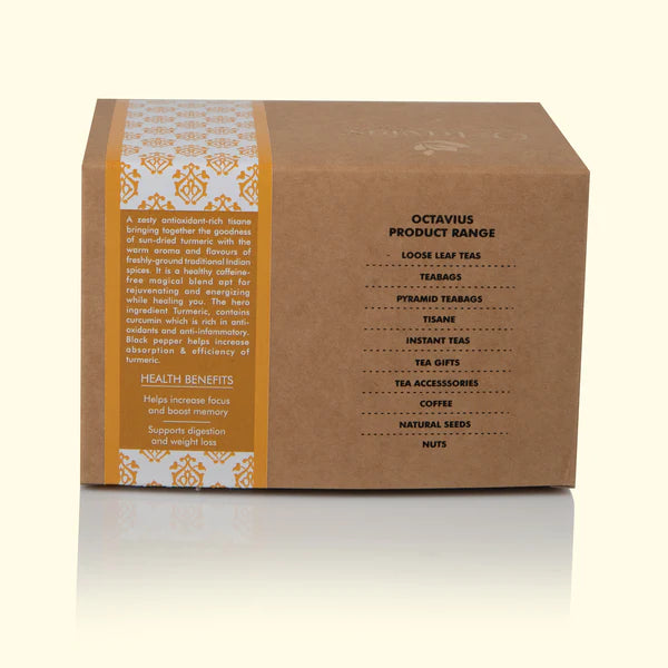 Octavius Spiced Turmeric Herbal - 20 Enveloped Pyramid Tea Bags-4