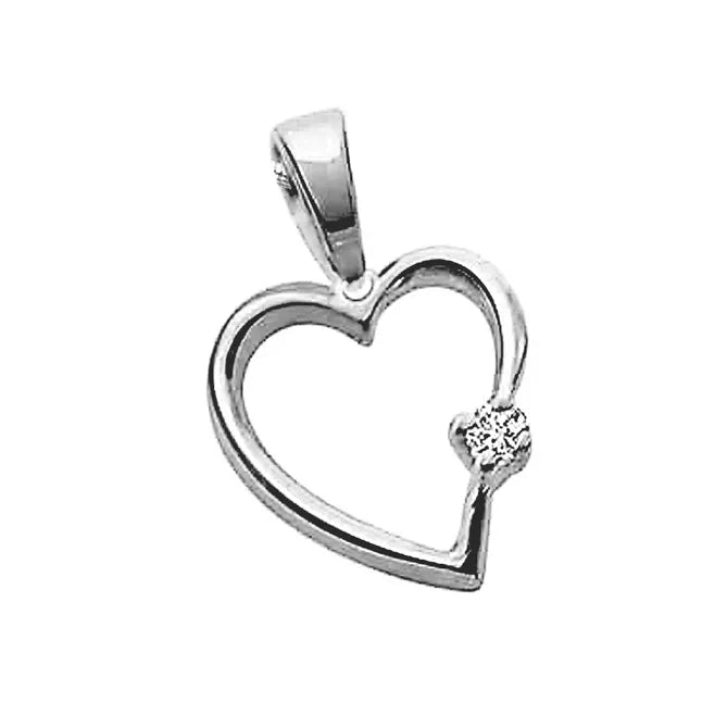 Simple Heart - Real Diamond & Sterling Silver Pendant