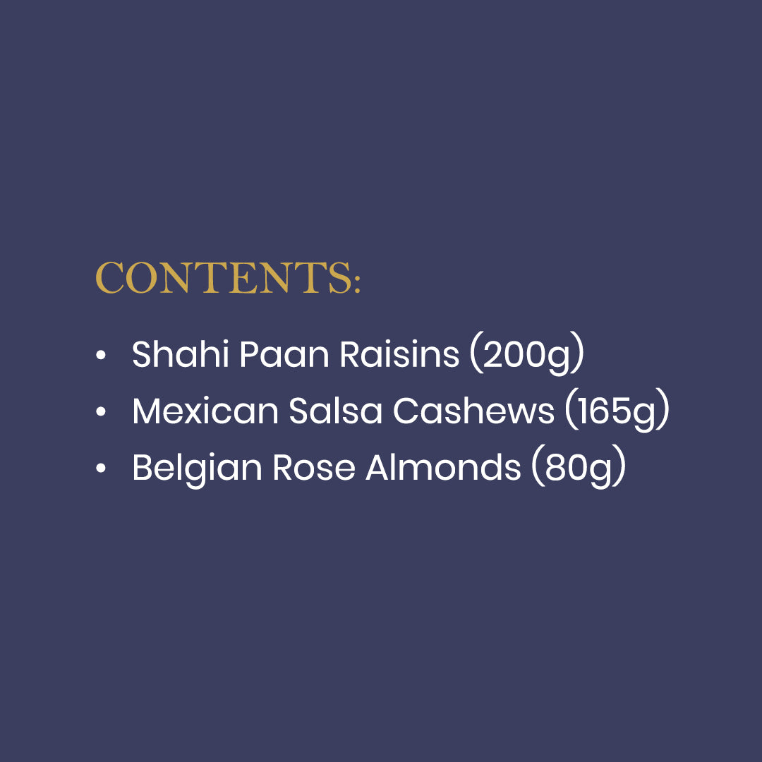Roohi (BBQ Almond - 180 Gram , Paan Raisins - 200 Gram , Salsa cashews - 80 Gram)