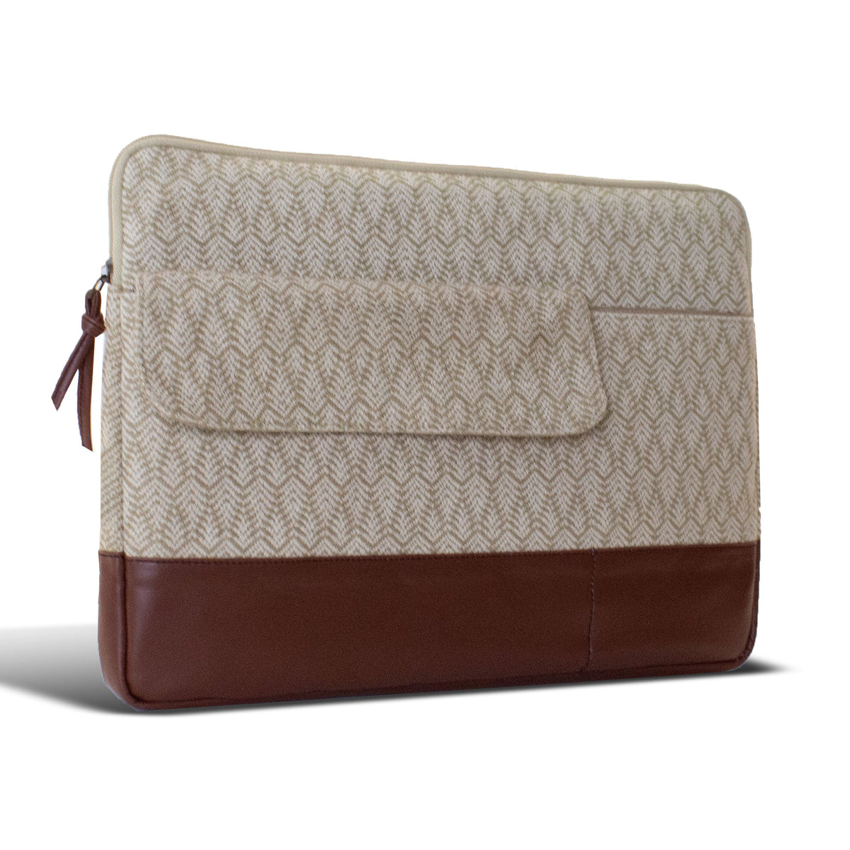 Vegan leather and jacquard laptop sleeve