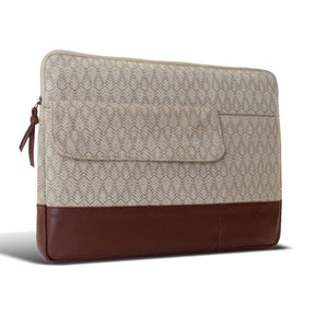Vegan leather and jacquard laptop sleeve