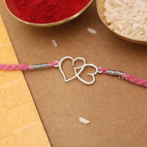 Twin Heart Silver Rakhi