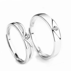 Silver Serenity Adjustable 925 Sterling Silver Couple Rings
