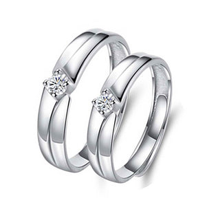 Silver Spills Adjustable 925 Sterling Silver Couple Rings
