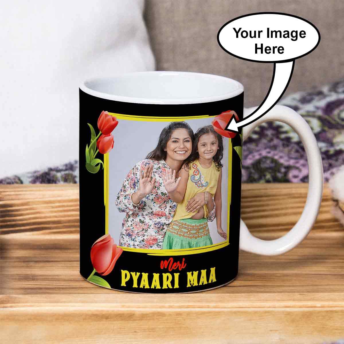 Customized Meri Pyaari Maa Photo Coffee Mug Gift for Mom