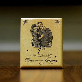 Personalized 1st Anniversary Wooden Engraved Plaque