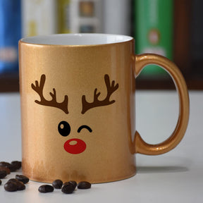 Reindeer Christmas Ceramic Golden Mug