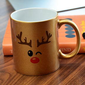 Reindeer Christmas Ceramic Golden Mug