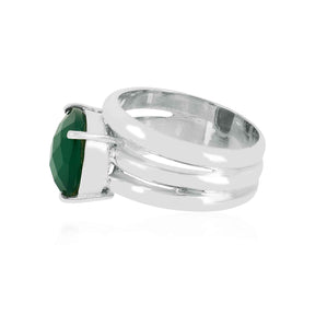 Green Onyx Wrapped 925 Silver Ring