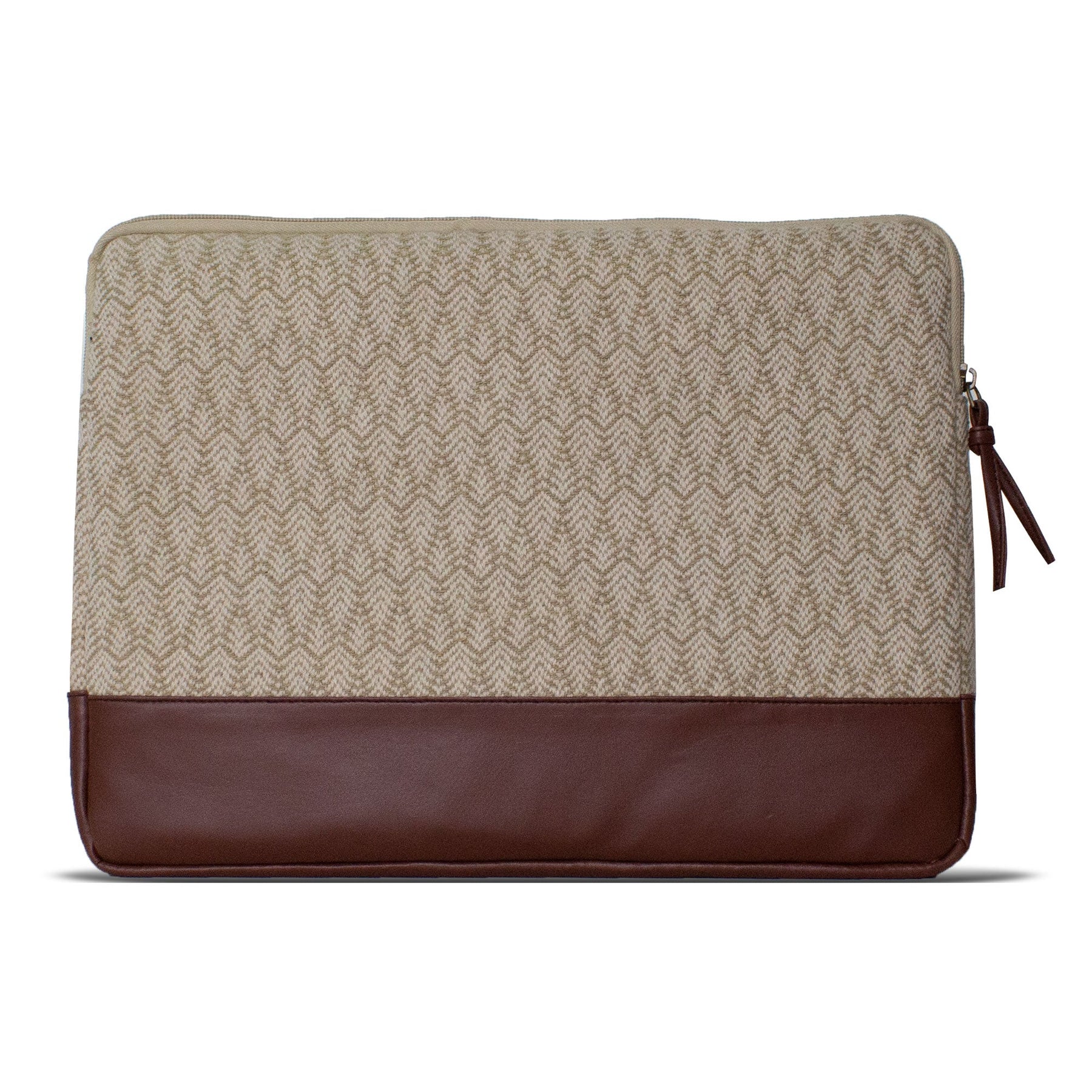 Vegan leather and jacquard laptop sleeve