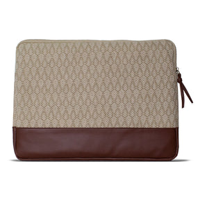 Vegan leather and jacquard laptop sleeve