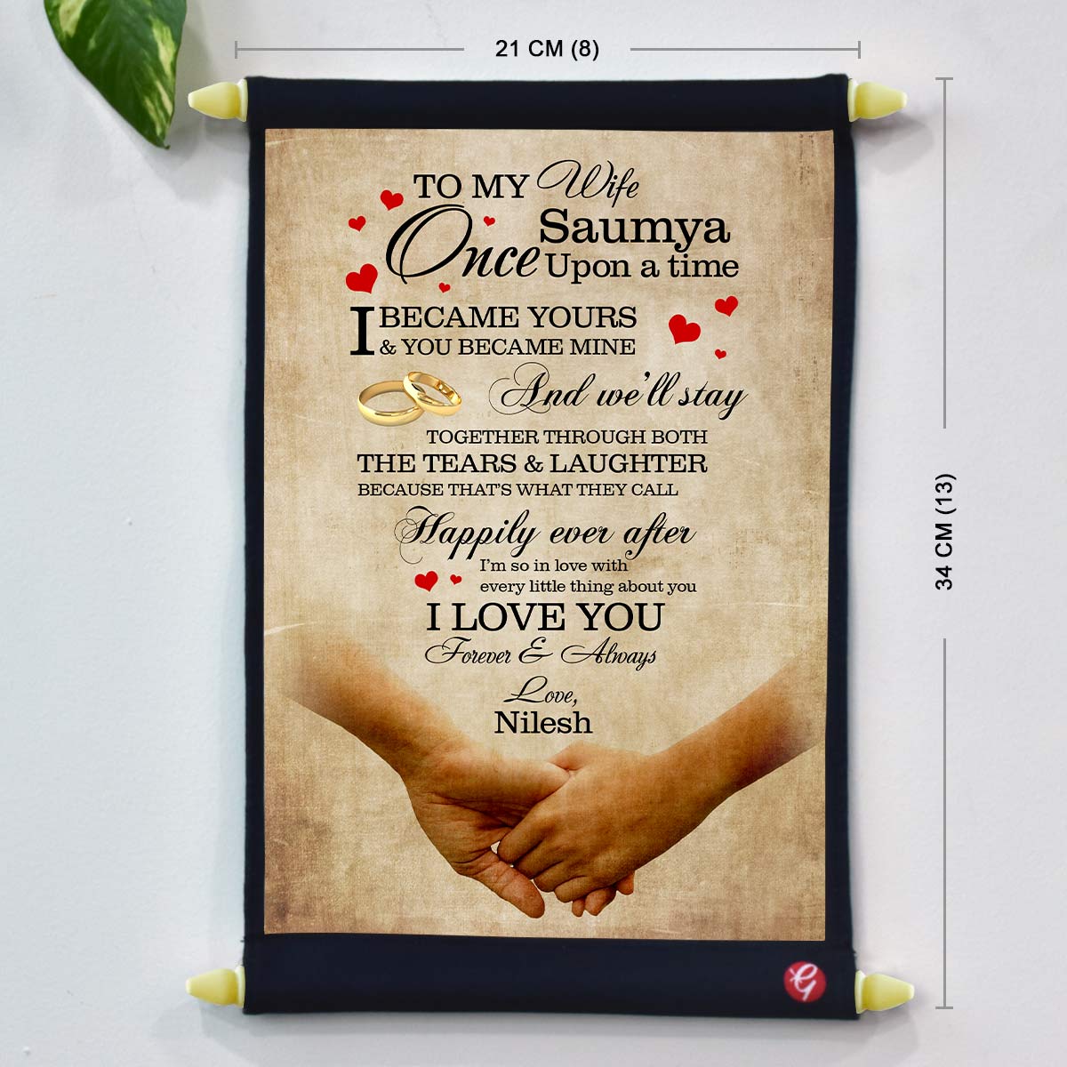 Personalised Tears & Laughter Message to Wife Scroll