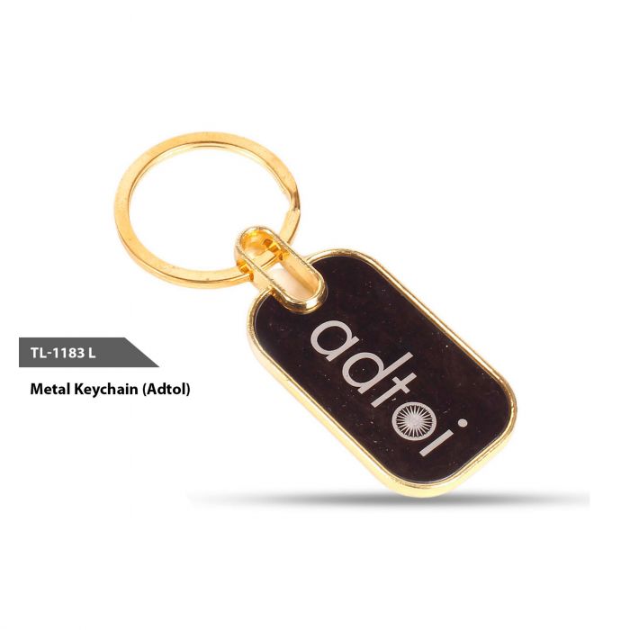 Rectangular Metal Keychain - golden