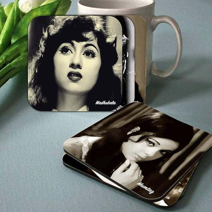 Classic Bollywood Blockbuster Actress Printed Coasters Set of 6