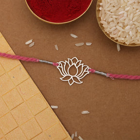 Silver Lotus Rakhi