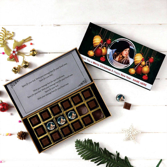 Wish Merry Christmas and New Year With Personalised Photo Chocolate