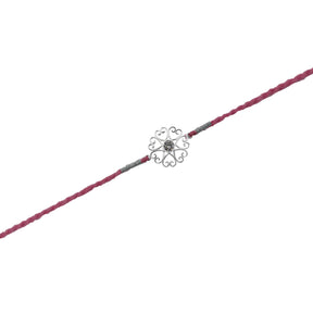 Silver Zircon Heart Flower Rakhi