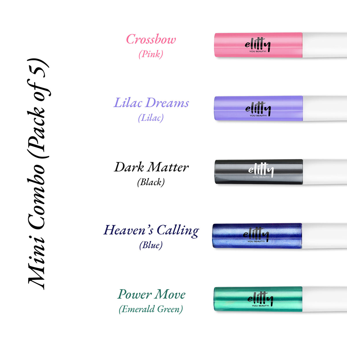 Elitty Mini Pop Colour Waterproof Liquid Eyeliner Combo
